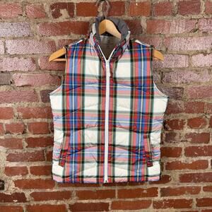 Lands' End Vest Womens XS Plaid Down Puffer Quilted Zip Insulated Sleeveless